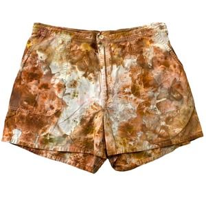Hand Dyed Red Orange Ice Dye Men's Size 40 Shorts Tie Dye Festival 4" Inseam